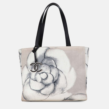 Multicolor Canvas Camellia Shopper Tote Bag