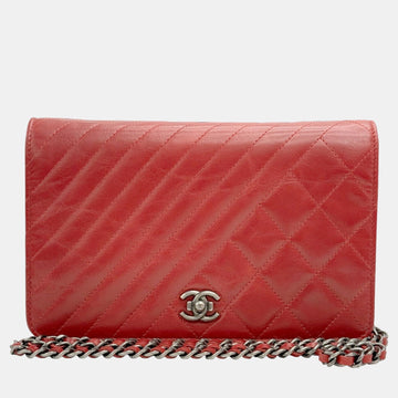 Red Calf Leather Matelasse Boy Chain Wallet