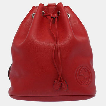 Red Leather Soho Bucket Bag