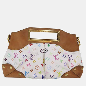 White Monogram Multicolor Canvas Judy Shoulder Bag