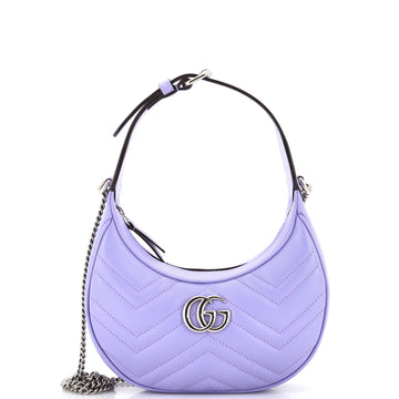GUCCI GG Marmont Half Moon Hobo Leather Mini