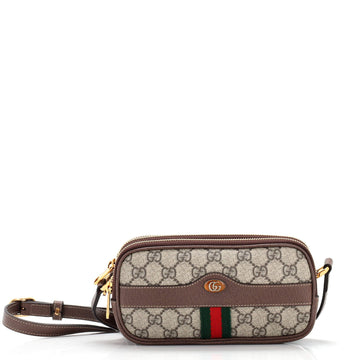GUCCI Ophidia Triple Zip Crossbody Bag GG Coated Canvas Mini