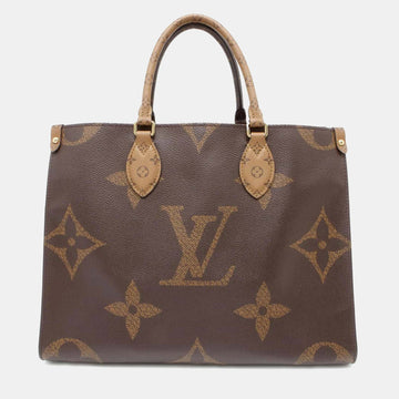 Red Monogram Onthego Reverse Canvas Monogram Giant Bag Size MM