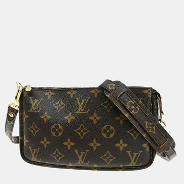 Brown Canvas  Pochette Accessoires Shoulder Bag