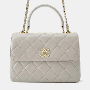 Gray Lambskin Top handle flap Bag