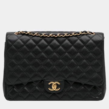 Black Maxi Classic Caviar Double Flap