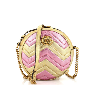 GUCCI GG Marmont Round Shoulder Bag Matelasse Leather Mini