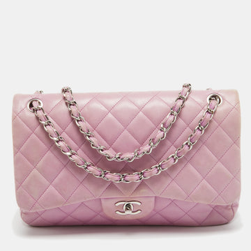 Lilac Quilted Lambskin Leather Jumbo Classic Double Flap Bag