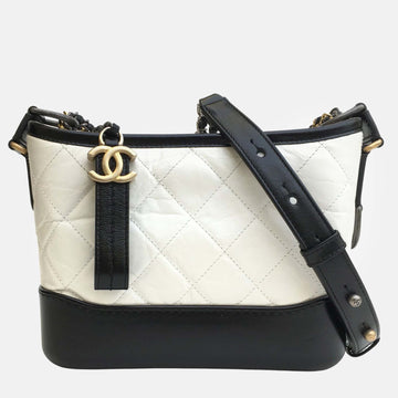 White/Black Leather Small Gabrielle Shoulder Bag