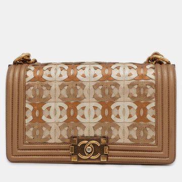 Brown/Beige Paris-Dubai Medium Boy Bag
