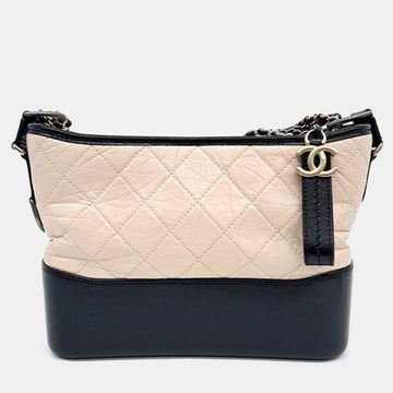 Beige Leather Gabrielle Medium Hobo Bag