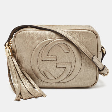 Beige Leather Small Soho Disco Crossbody Bag