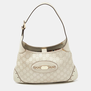 White Guccissima Leather Punch Hobo