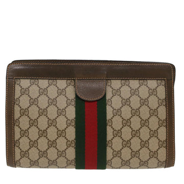 GUCCI VS Canvas Web Sherry Line Clutch Bag Beige Red Green 89.01.002  bs7231