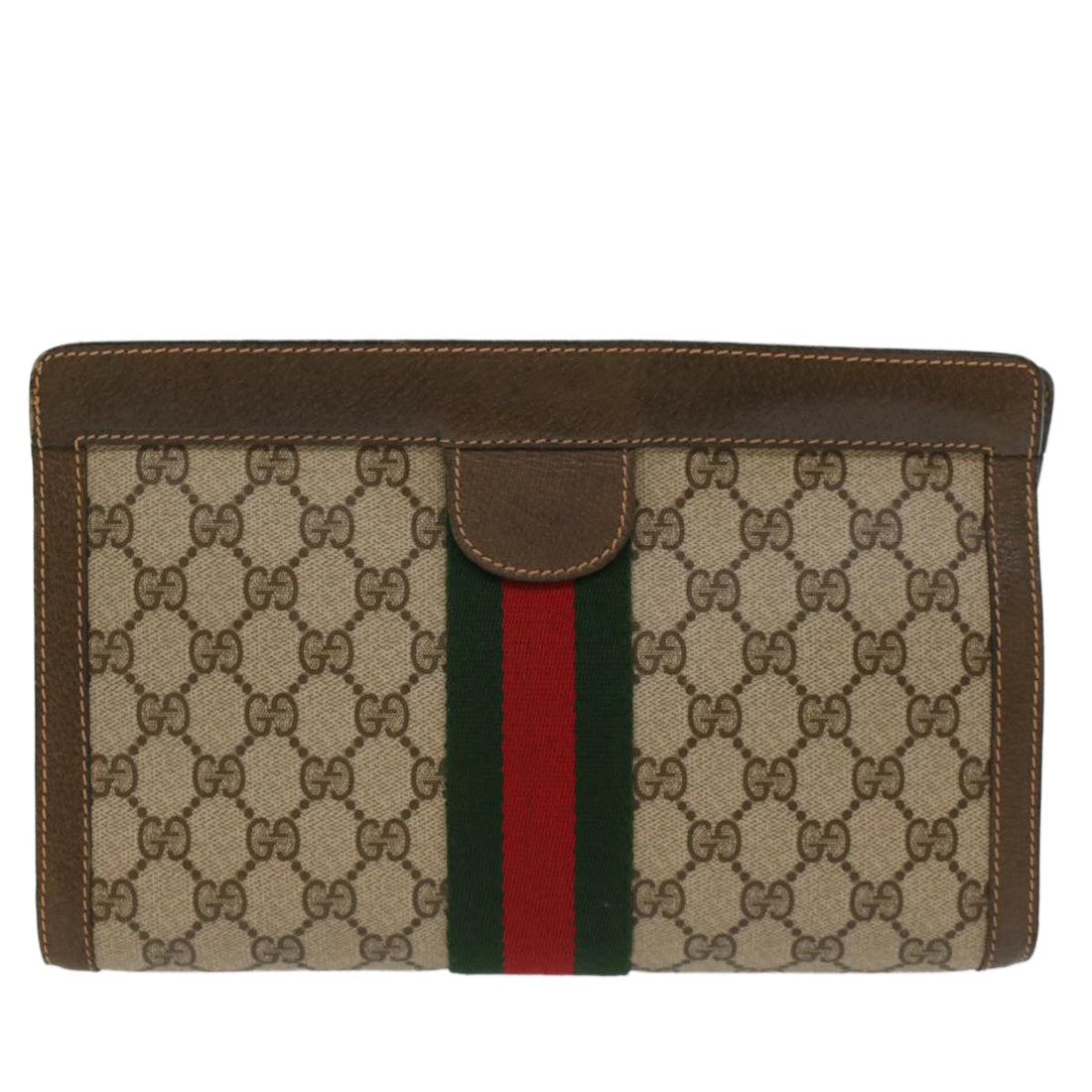 GUCCI VS Canvas Web Sherry Line Clutch Bag Beige Red Green 89.01.002  bs7231