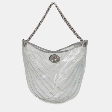 Transparent PVC V-stitch Chain Shoulder Bag