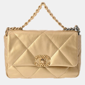 Gold Lambskin Leather 19 Large Shoulder Bag