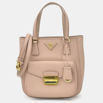 Beige Saffiano Leather Metropolis Tote Bag