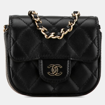 CC Quilted Lambskin Flap Card Holder On Chain