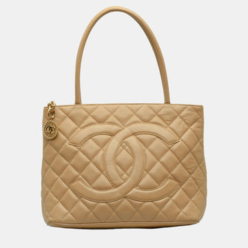 Beige Caviar Medallion Tote