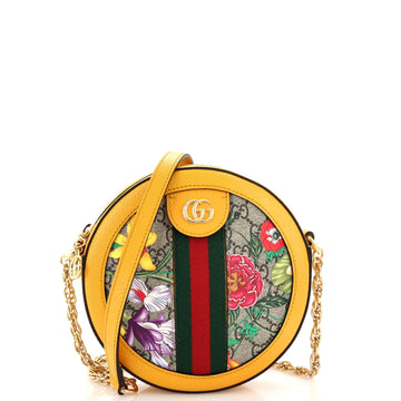 Ophidia Round Shoulder Bag Flora VS Coated Canvas Mini