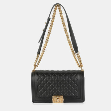 Black Quilted Lambskin Medium Boy Bag