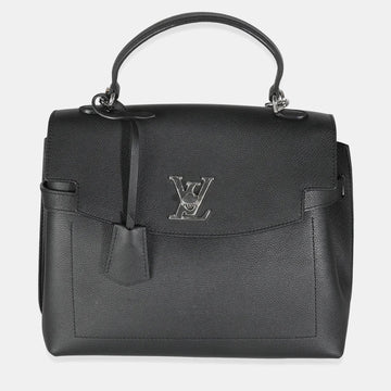 Black Calfskin Lockme Ever MM Top Handle Bag