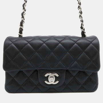 Black Lambskin Mini Matelasse Chain Shoulder Bag Size Mini