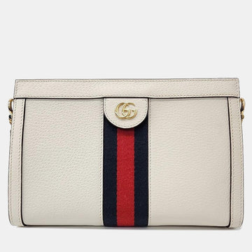 Ivory Leather Ophidia Shoulder Bag