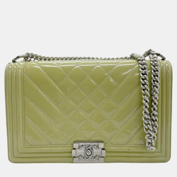 Green Patent Leather Large Boy Shoulder Bags