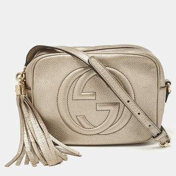 Beige Leather Small Soho Disco Crossbody Bag
