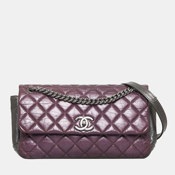 Purple Glazed Matelasse Portobello Flap Bag