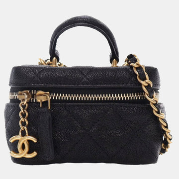 Mini CC Caviar Chain Zip Around Vanity Bag