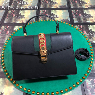 Gucci VS Sylvie Leather Medium Top Handle Bag