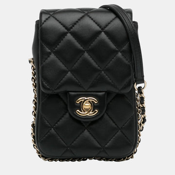 Black Lambskin My Precious Phone Case Flap