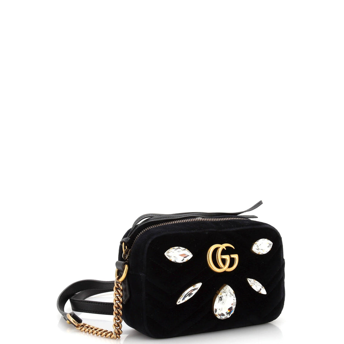 VS Marmont Shoulder Bag Crystal Embellished Matelasse Velvet Mini