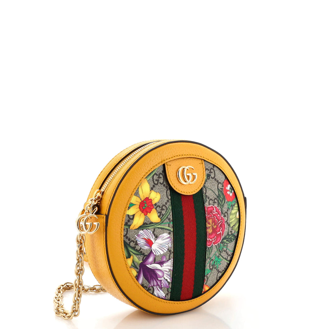 Ophidia Round Shoulder Bag Flora VS Coated Canvas Mini