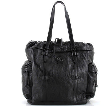 GUCCI Double G Drawstring Tote Leather