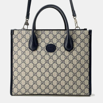 Beige/Blue Supreme Canvas Interlocking GG Tote Bag Size Small