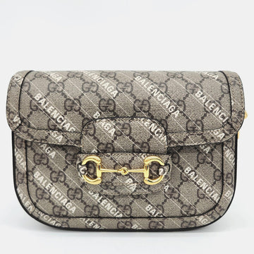 x Balenciaga Beige Canvas Horsebit 1955 Mini Crossbody Bag