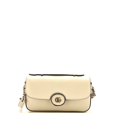 GUCCI Petite Double GG Logo Shoulder Bag Leather Mini