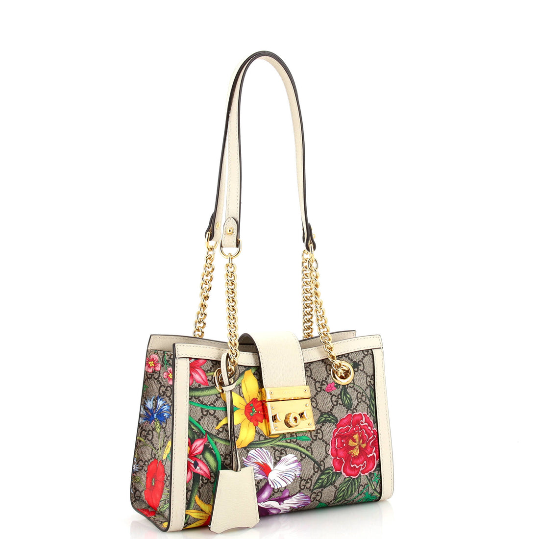 Padlock Chain Tote Flora VS Coated Canvas Small