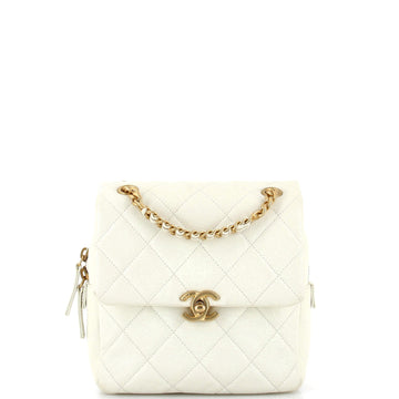 CHANEL Chain Melody Flap Backpack Quilted Caviar Small