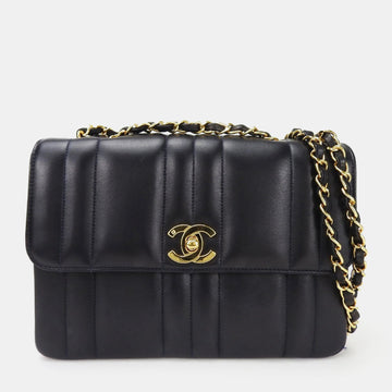 Black Vertical Quilted Caviar Flap Bag