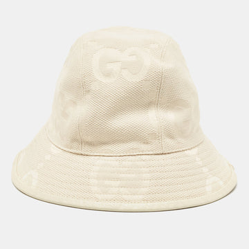 Cream GG Canvas Narrow Brim Bucket Hat S