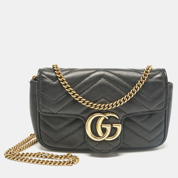 Black Matelass&eacute; Leather Super Mini GG Marmont Shoulder Bag