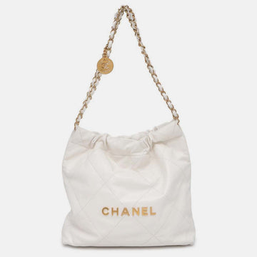White Leather Small 22 Hobo Bag