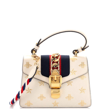 GUCCI Sylvie Top Handle Bag Printed Leather Mini