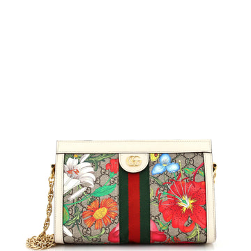 Ophidia Chain Shoulder Bag Flora VS Coated Canvas Small