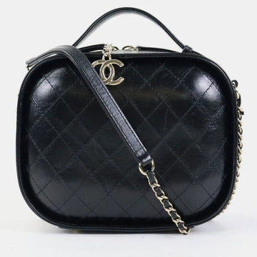 Black Leather Vanity Case Bag